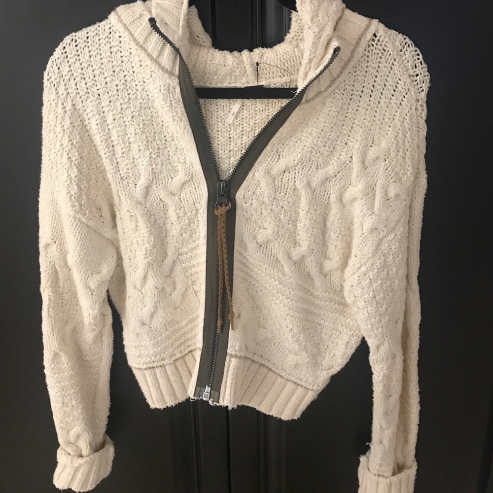 Free people cable knit sweater jacket